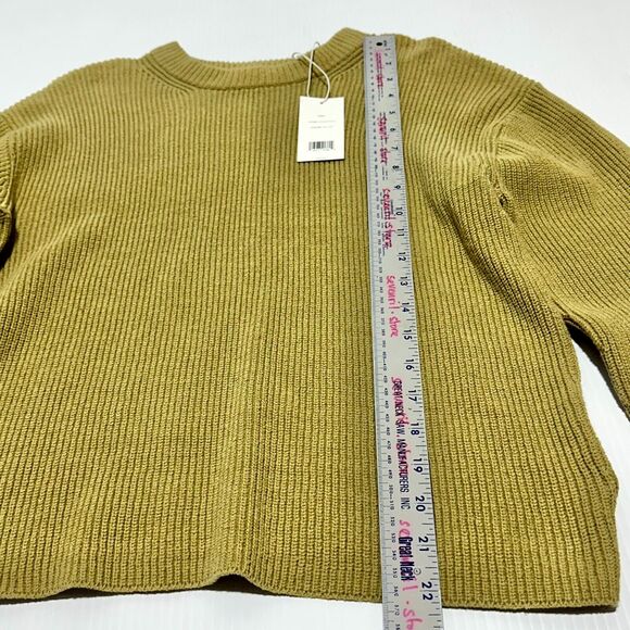 Vince Women's Large Sweater Tan Knitted Ribbed Long Sleeve Pullover NWT $325 - Picture 4 of 9